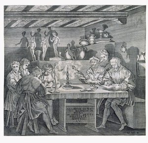 Academie van Baccio Bandinelli in het Belvedere in Rome in 1531